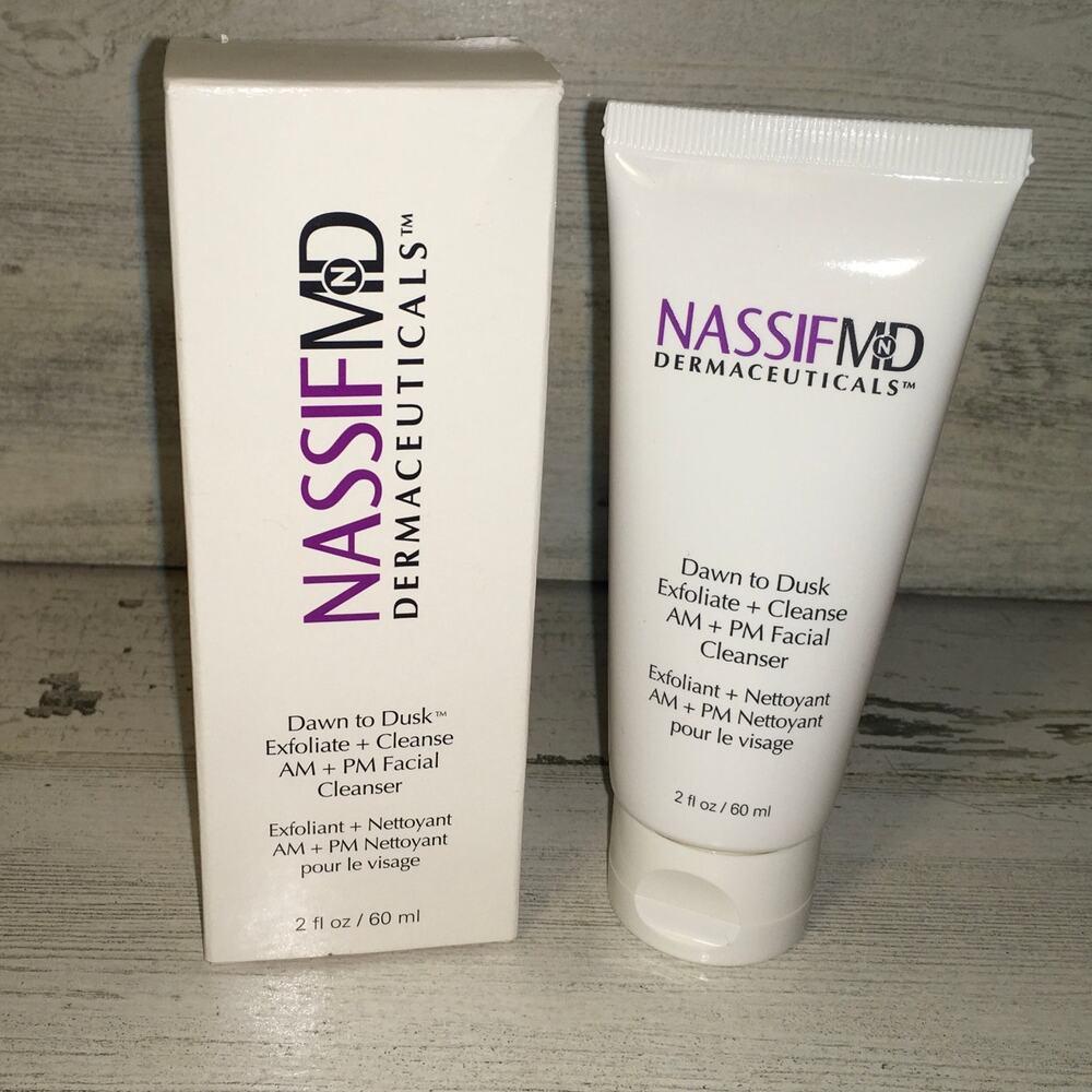 NassifMD Dawn to Dusk AM+PM Exfoliating Facial Cleanser 2oz NIB Clean Skincare